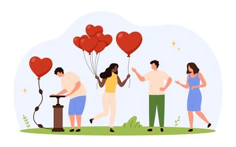 Tiny people sharing positivity and love Stock Illustration
