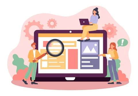 Tiny people testing Stock Illustration