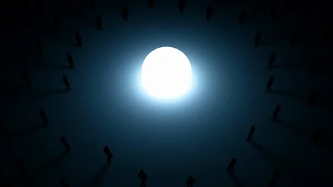 Tiny People walking through a light sphere Stock Footage 121913220