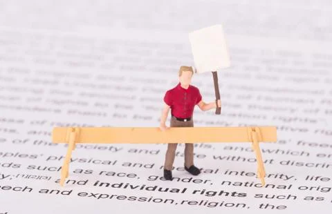 Tiny person demonstrating for his rights Stock Photos
