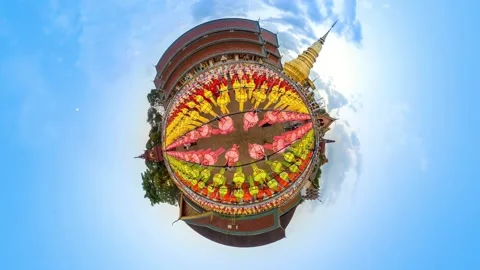 Tiny Planet Beautiful Lanterns Decoration In Temple Of Lamphun, Thailand Видео 225023870