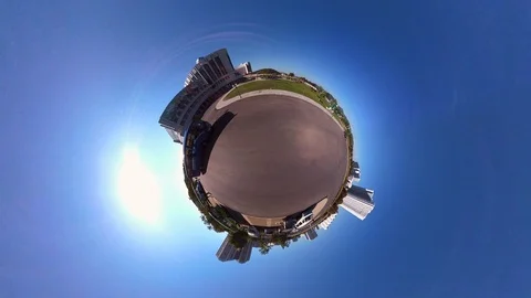Tiny Planet – Bus passing  in Pyongyang- 360° Time lapse Stock Footage 99841467