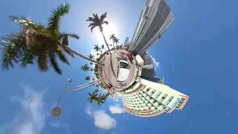 Tiny planet driving at Downtown Miami Florida United States 4k Stock Footage 85772488