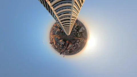 Tiny planet drone aerial view of Birmingham, England Stock Footage 339626803