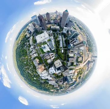 Tiny Planet effect in Midtown Atlanta Stock Photos