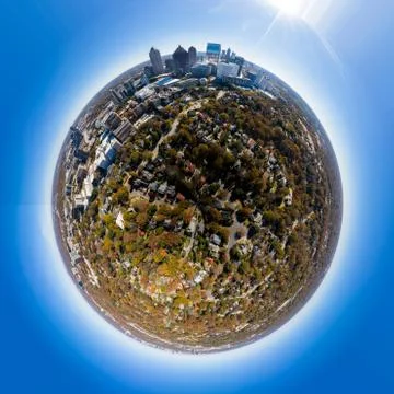 Tiny Planet effect in Midtown Atlanta Stock Photos