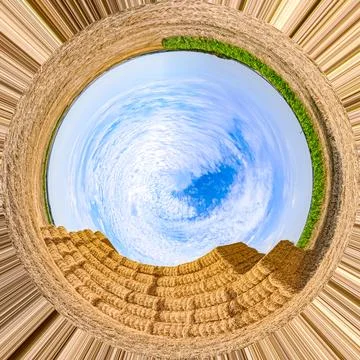 Tiny planet effect with real life photo, 360 panorama Stock Photos