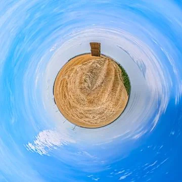 Tiny planet effect with real life photo, 360 panorama Stock Photos