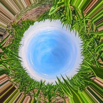 Tiny planet effect with real life photo, 360 panorama Stock Photos