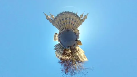 Tiny Planet of the Historic City Hall of Leuven (Belgium) 스톡 동영상 165064605