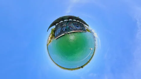 Tiny planet Miami Marine Stadium Key Biscayne Stock Footage 334794223