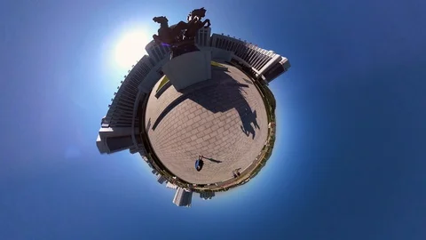 Tiny Planet – Monument in Pyongyang, North Korea- 360° Time lapse Stock Footage 99841748