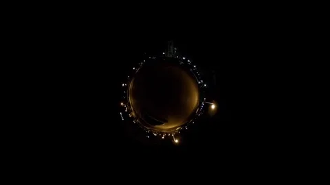 Tiny planet night effect time lapse Stock Footage