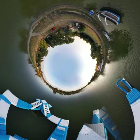 Tiny Planet Photo Lake and slide Stock Footage 281821922