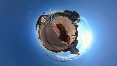 Tiny Planet –  Street Scene in Pyongyang- 360° Time lapse Stock Footage 99843730