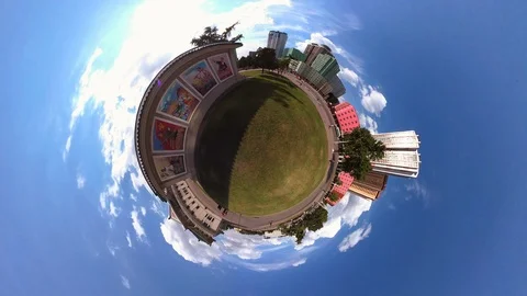 Tiny Planet – Theater Billboards  in Pyongyang, North Korea- 360° Time lapse Stock Footage 99841291