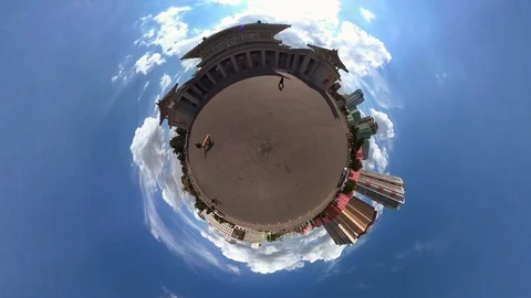 Tiny Planet – Theater in Pyongyang- 360° Time lapse Stock Footage 99841167