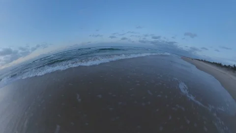 Tiny Planet Video of Empty Sandy Beach Baltic Sea in Poland at Sunset Stock Footage 125007294
