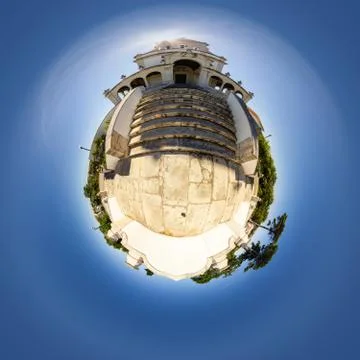 Tiny Planet View of Nossa Senhora da Encarnao Church in Leiria, Portugal Stock Photos