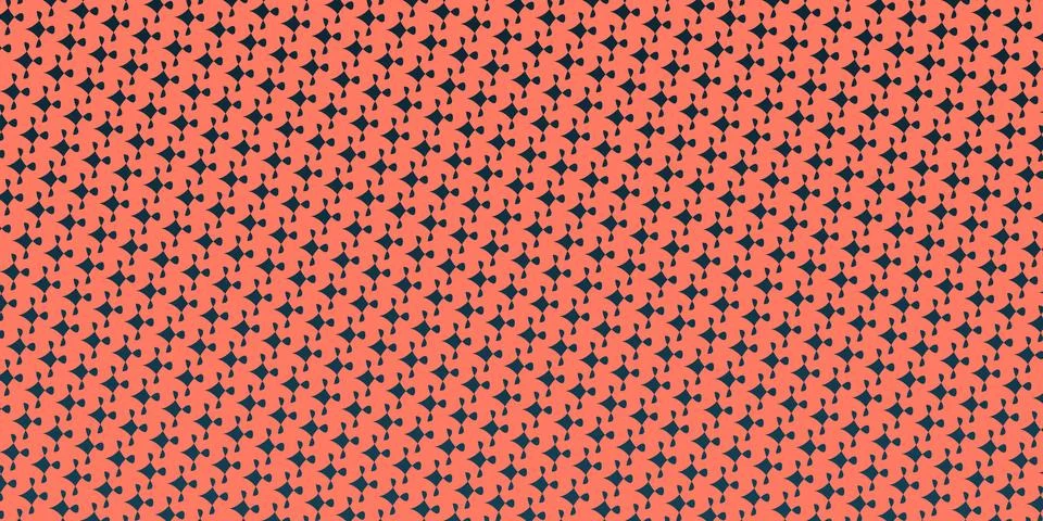 Tiny repeating quatrefoils create a richly packed coral and navy texture wi.. Stock Illustration