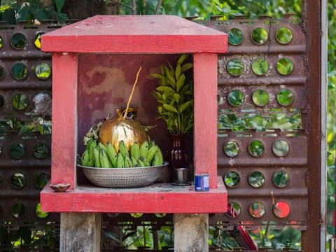 Tiny roadside shrine in Myanmar Stock Photos