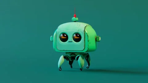 Tiny robot walking forward with annoyed or angry face. Seamless loop walk cycle Stock-Footage 202284885