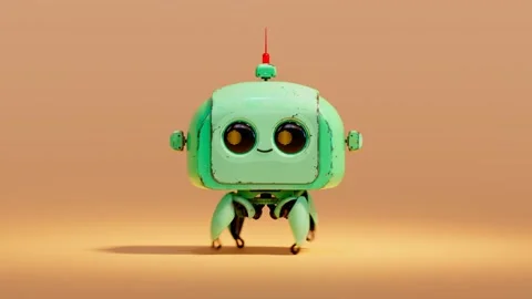 Tiny robot walking forward with happy smiling face. Seamless loop walk cycle Stock-Footage 202284866