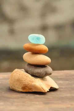 Tiny rock pebbles balancing Stock Photos