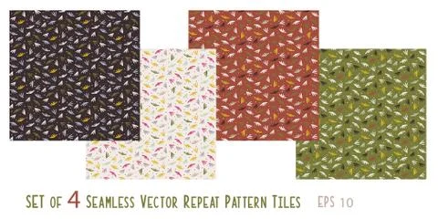 Tiny Seed Leaves Ditsy Nature Background Set of 4 Coordinating Seamless Pattern Stockillustratie