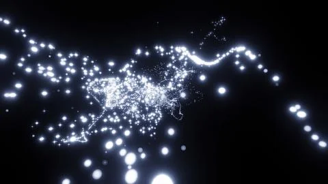 Tiny shimmering bokeh particles moving fast on a black backdrop. Design. Neon Stock Illustration