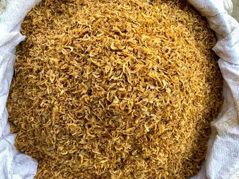 Tiny shrimp dried fish stacked in a bag Stock Photos
