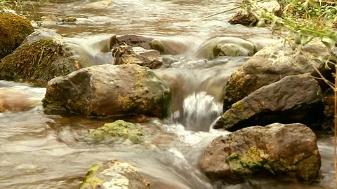 Tiny stream from the mountain Stock Footage 129567889