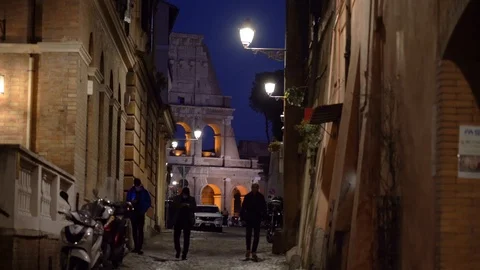 Tiny street and coloseum background Stock Footage 125805920