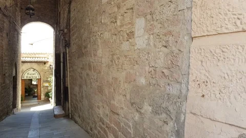 Tiny street in Assisi, Umbria Stock Footage 203840929