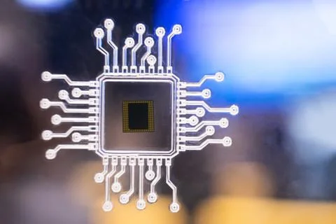 Tiny tiny chips on the glowing area Stock Photos