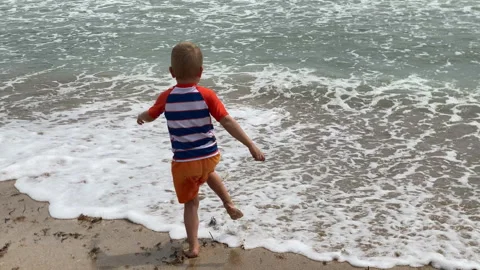 Tiny Toes, Big Waves: A Youngster Beachside Discovery 스톡 동영상 310654543