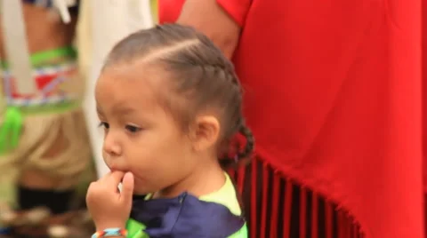Tiny tot at the pow wow Video stock 47793497