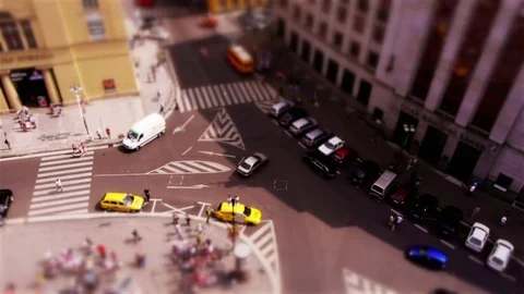 Tiny Traffic Intersection in Prague Stock Footage 82699794