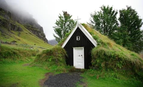 Tiny turf church Stock Photos