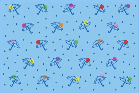 Tiny umbrellas and raindrops Stock Illustration