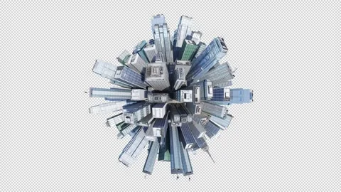 Tiny Urban Planet with transparent (alpha) background Stock Footage 252002865