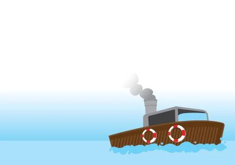 Tiny vector fishing boat Stock Illustration