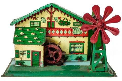 Tiny vintage model house made of steel Stock Photos