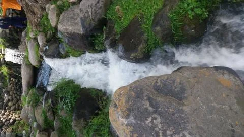 A tiny water fall in the Ghizer Valley of Pakistan Stock Photos