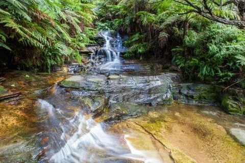 Tiny waterfall in Blue Mountains, Australia Stock Photos