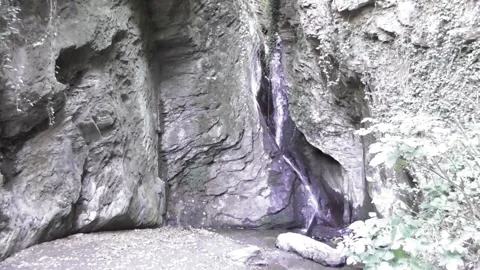 Tiny waterfall during dorught Stock Footage 244993516