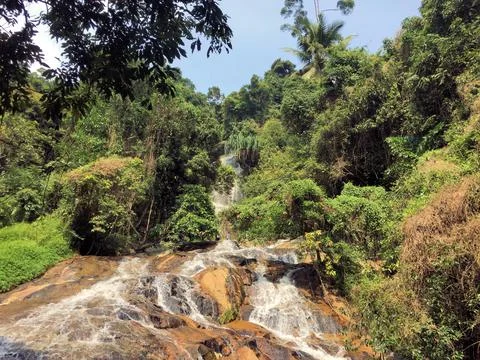 Tiny waterfall in the jungle in Koh Samui in Thailand 14.1.2018 Stock Photos