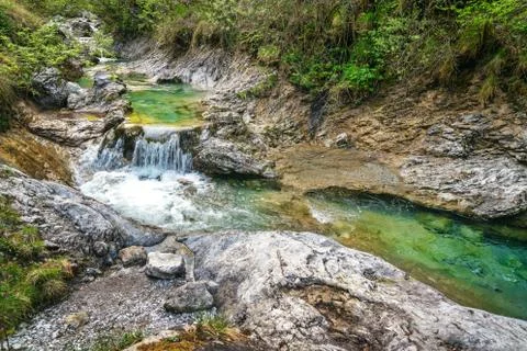 Tiny waterfall at the Val Vertova Stock Photos