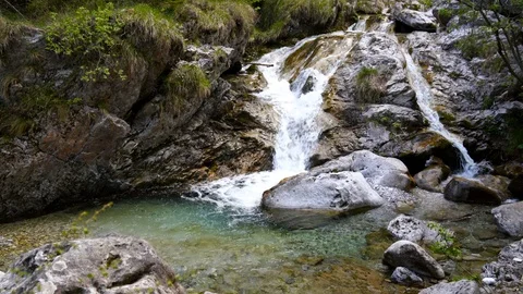 Tiny waterfall at the Val Vertova Torrent near Bergamo,Seriana Valley,Italy, 動画素材 108222406