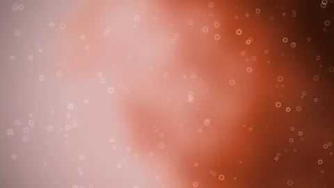 Tiny white bubbles and bokeh circles float across a warm red and peach gradient Stock Footage 346276187